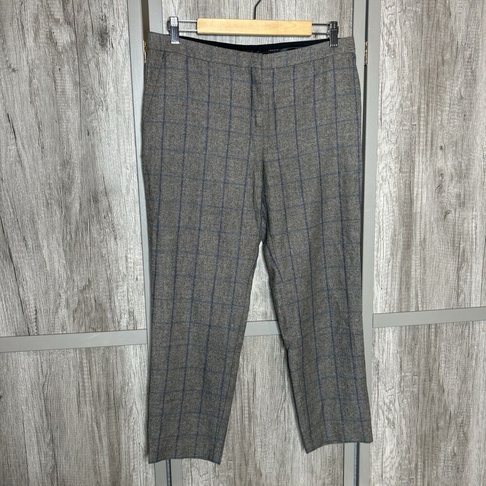 Theory Pants Trousers Wool Blen Check